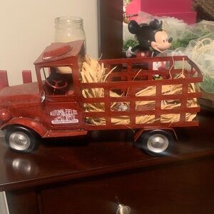 Red Vintage Metal Truck Decor 15 1/2 long